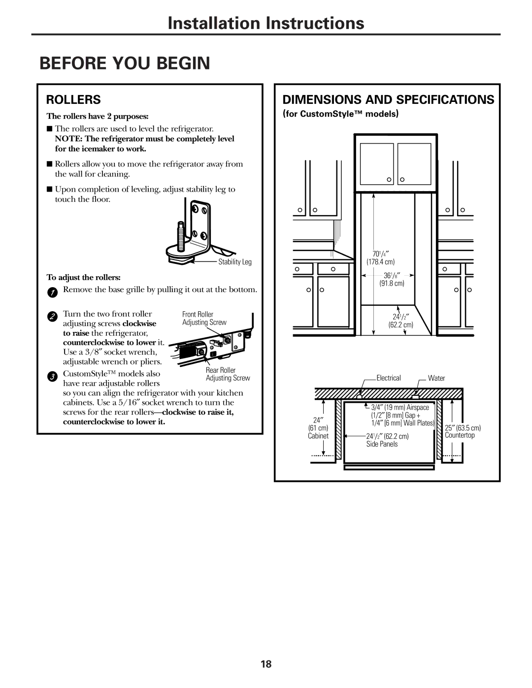 GE 49-60111, 162D9625P005 installation instructions Rollers have 2 purposes 