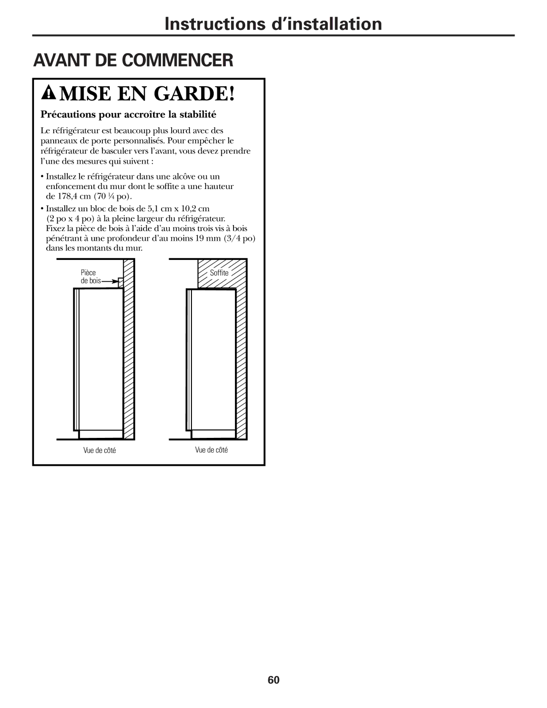 GE 49-60111, 162D9625P005 installation instructions Mise EN Garde 