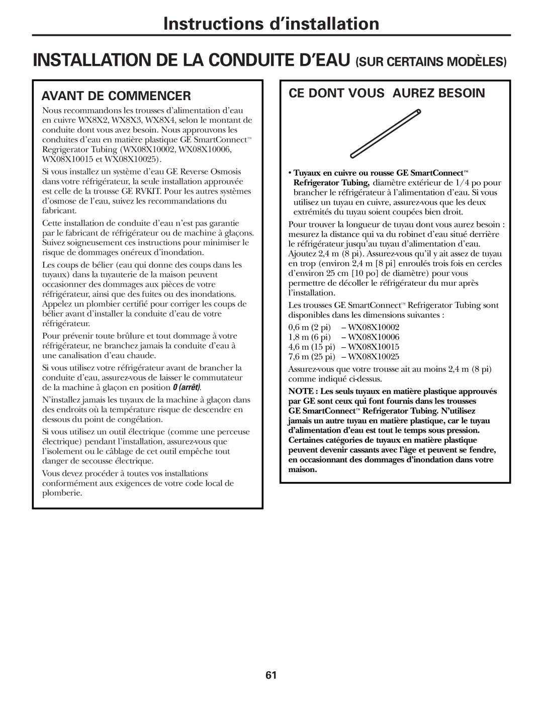 GE 162D9625P005, 49-60111 installation instructions Avant DE Commencer, CE Dont Vous Aurez Besoin 