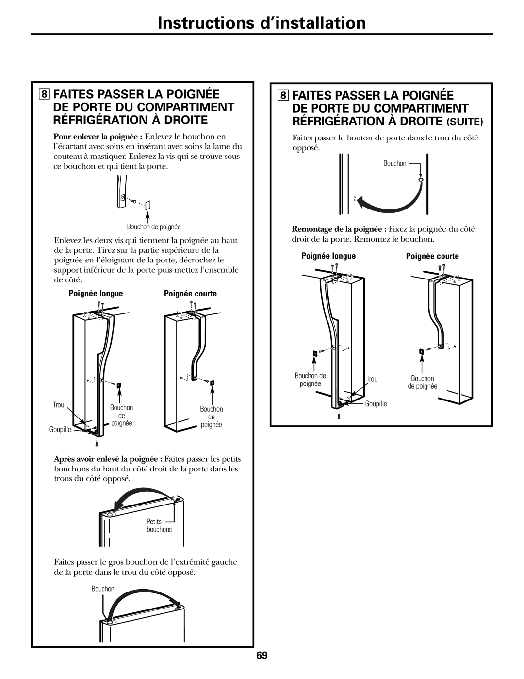 GE 162D9625P005, 49-60111 installation instructions Poignée longue 