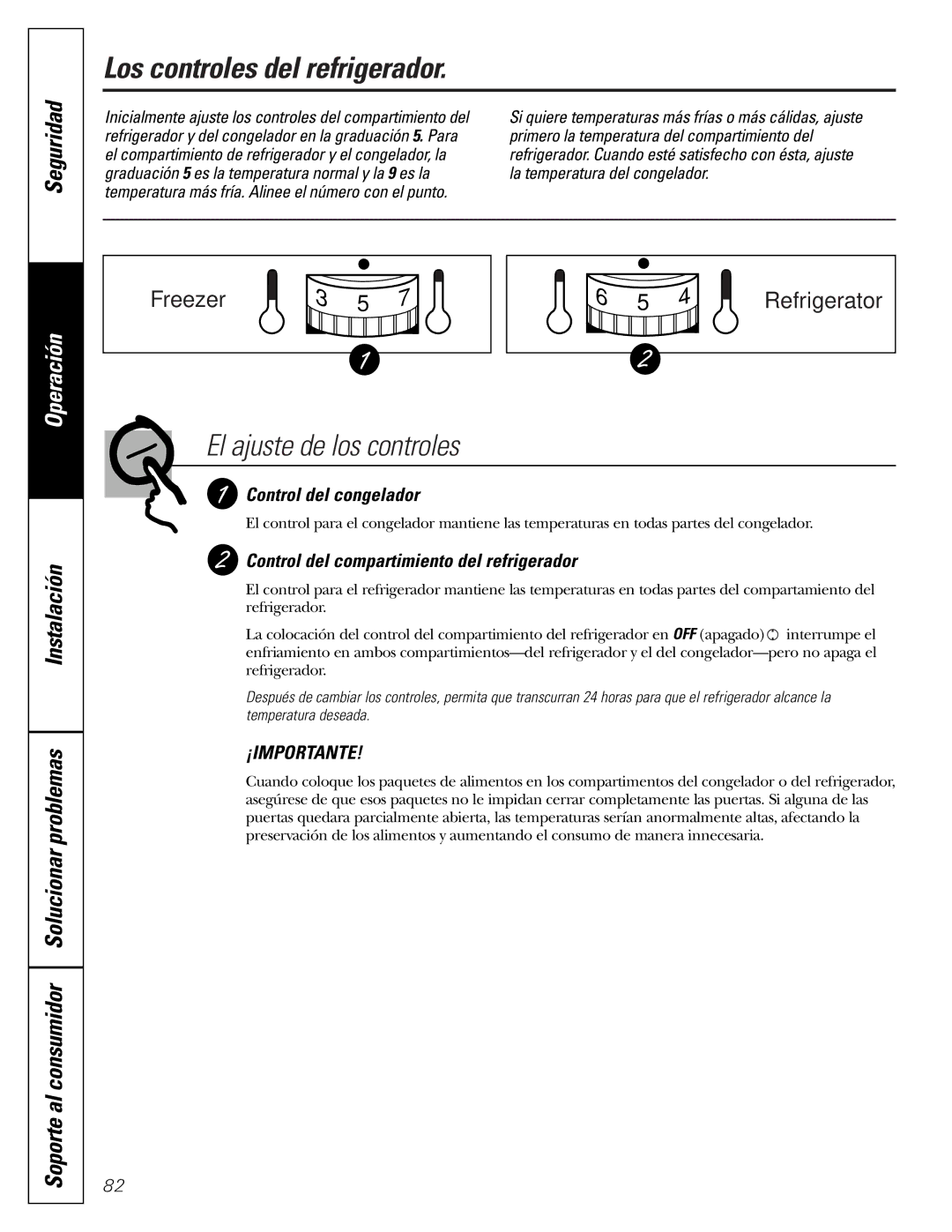 GE 49-60111 Los controles del refrigerador, Seguridad, Instalación Soporte al consumidor Solucionar problemas 