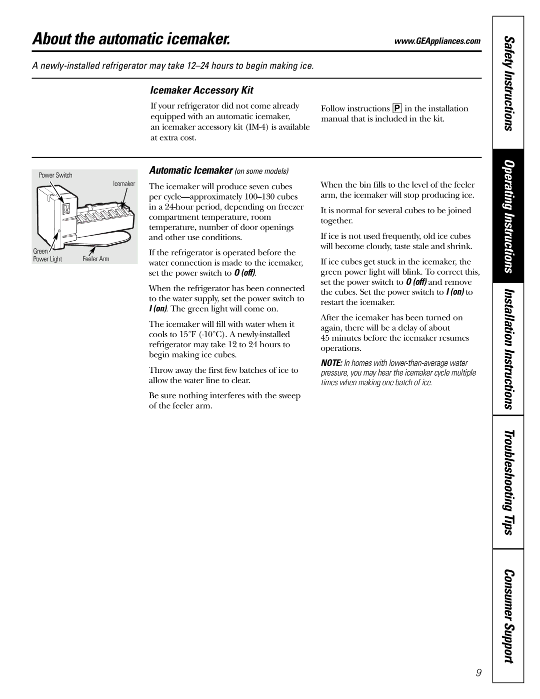 GE 162D9625P005, 49-60111 About the automatic icemaker, Safety Instructions, Icemaker Accessory Kit 