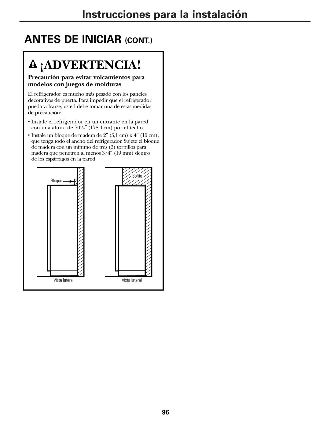 GE 49-60111, 162D9625P005 installation instructions ¡Advertencia 