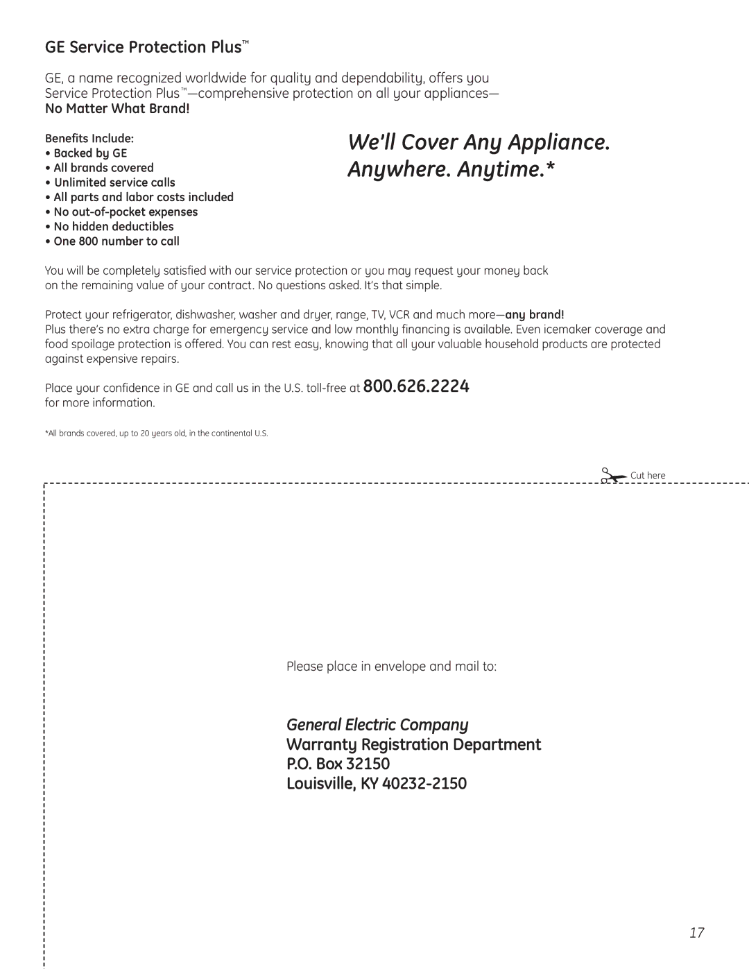 GE 197D7188P001, 49-60451 operating instructions GE Service Protection Plus, General Electric Company 