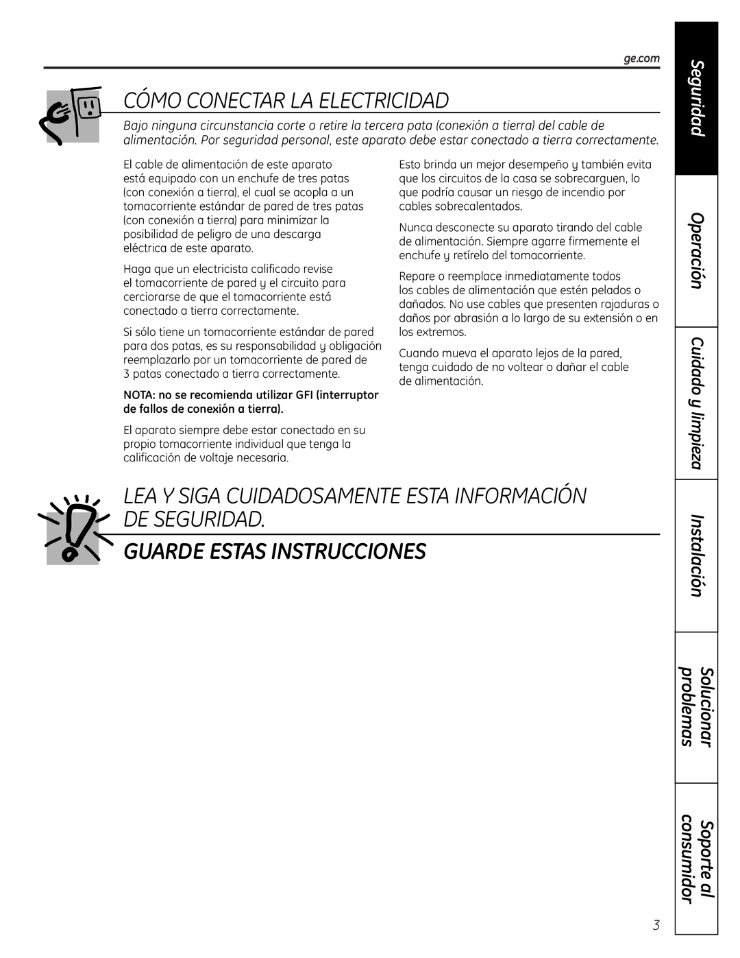 GE 197D7188P001, 49-60451 operating instructions Guarde Estas Instrucciones 