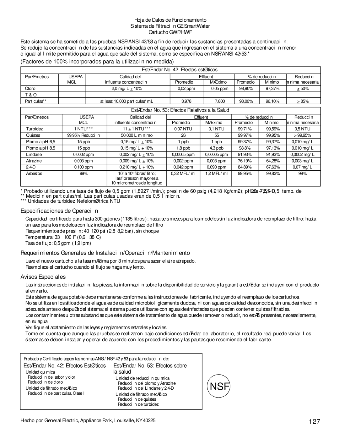 GE 200D8074P009, 49-60456 manual Factores de 100% incorporados para la utilización no medida, Estándar No Efectos estéticos 