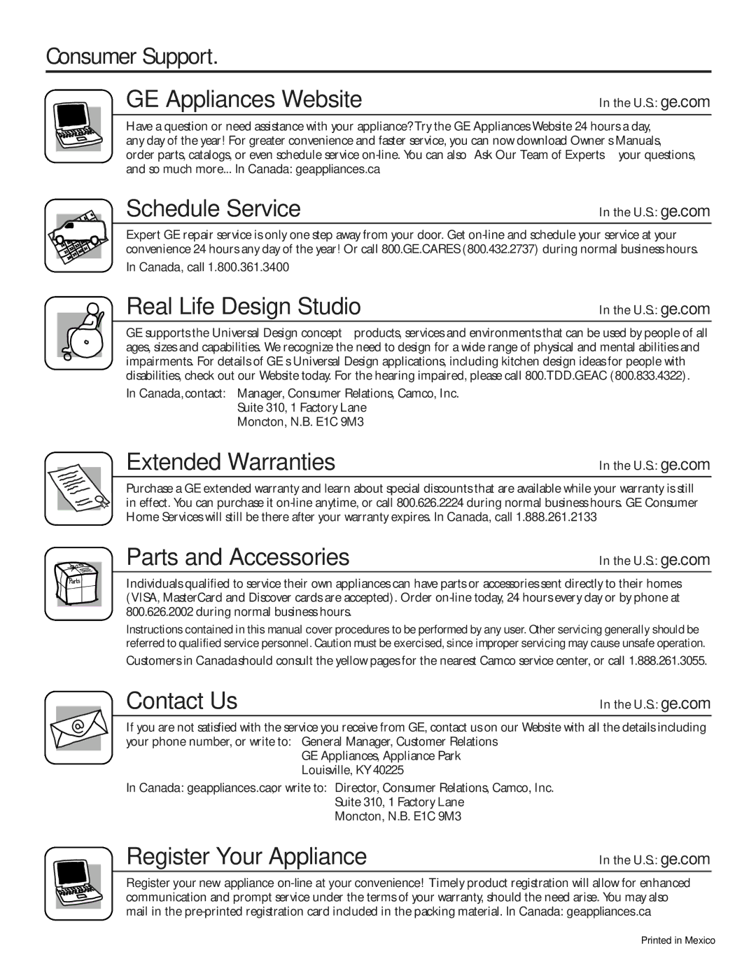 GE 49-60456, 200D8074P009 manual Consumer Support, Schedule Service 