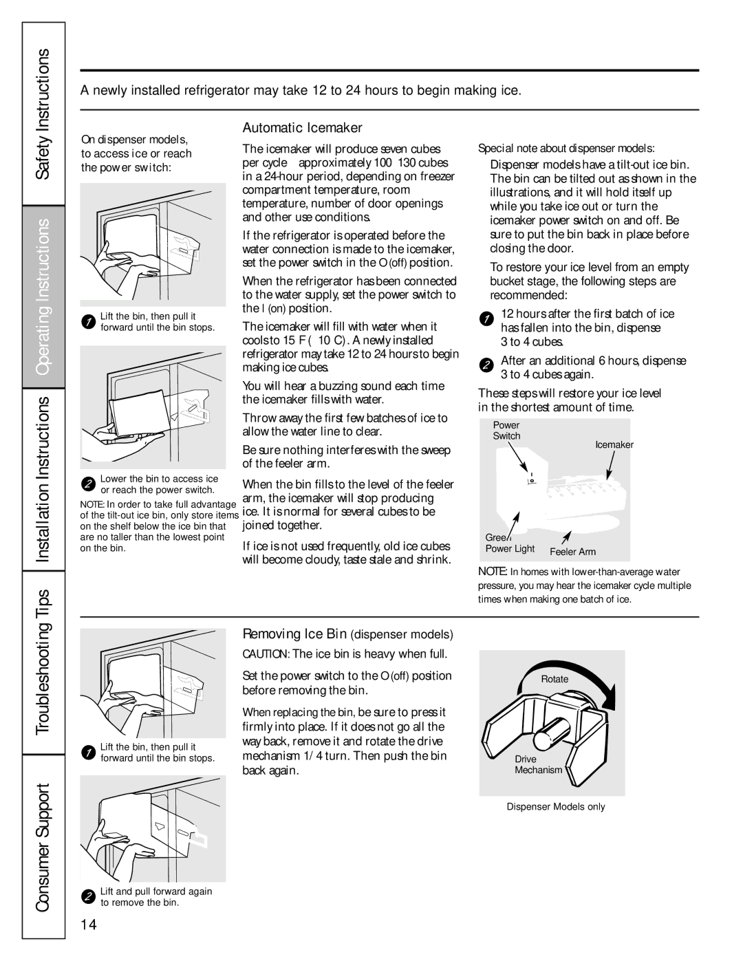 GE 49-60456, 200D8074P009 manual About the automatic icemaker, Automatic Icemaker, Special note about dispenser models 