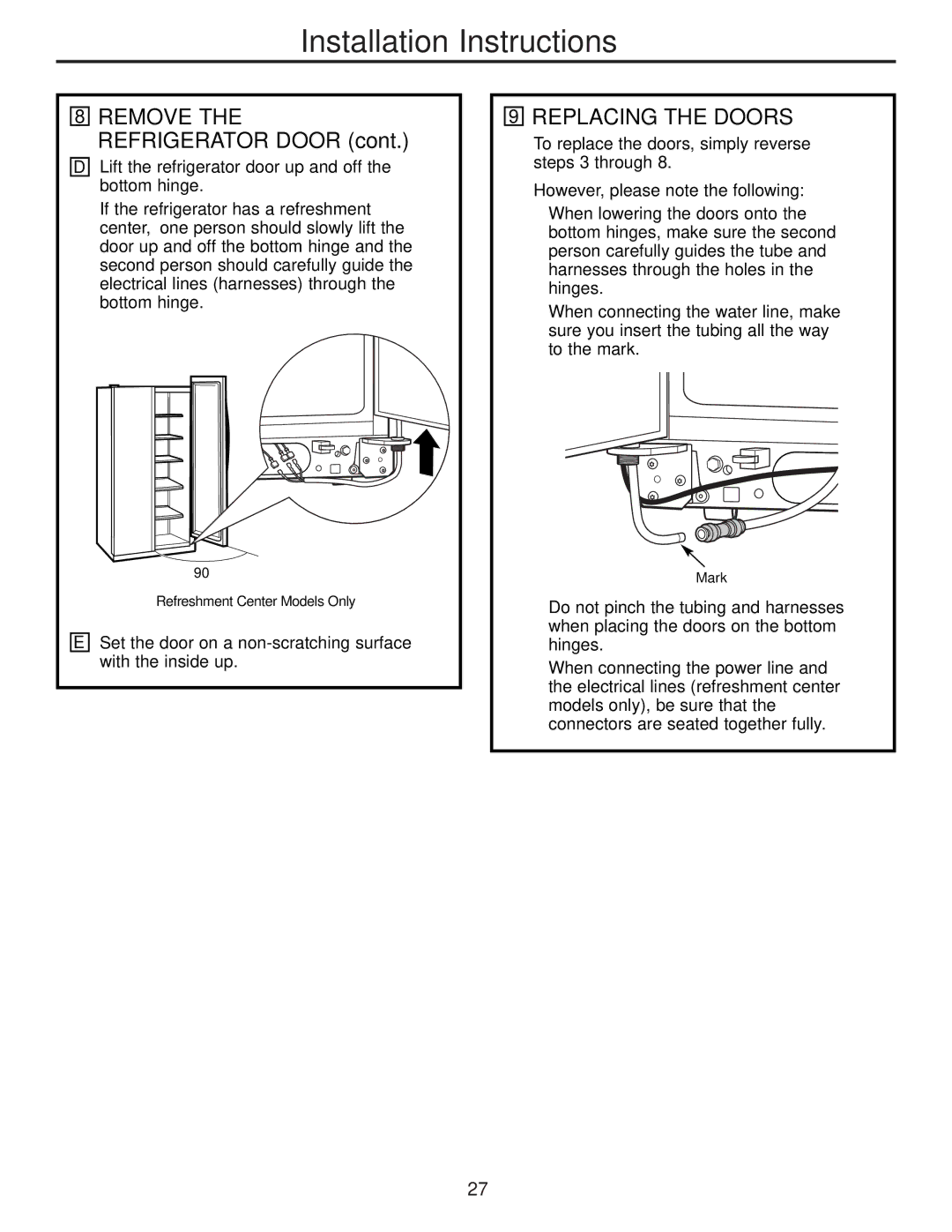 GE 200D8074P009, 49-60456 manual Replacing the Doors, However, please note the following 