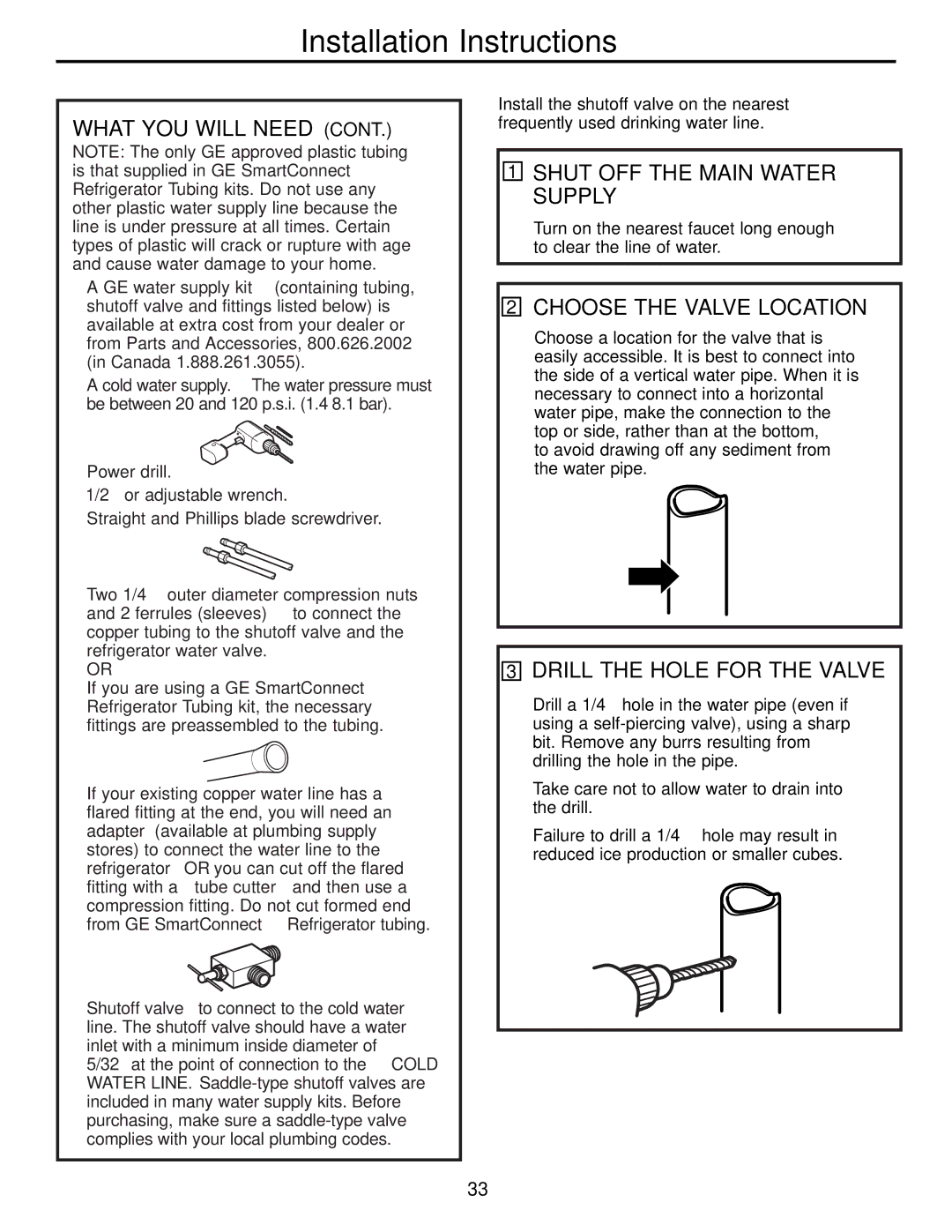 GE 200D8074P009, 49-60456 manual What YOU will Need, Shut OFF the Main Water Supply, Choose the Valve Location 