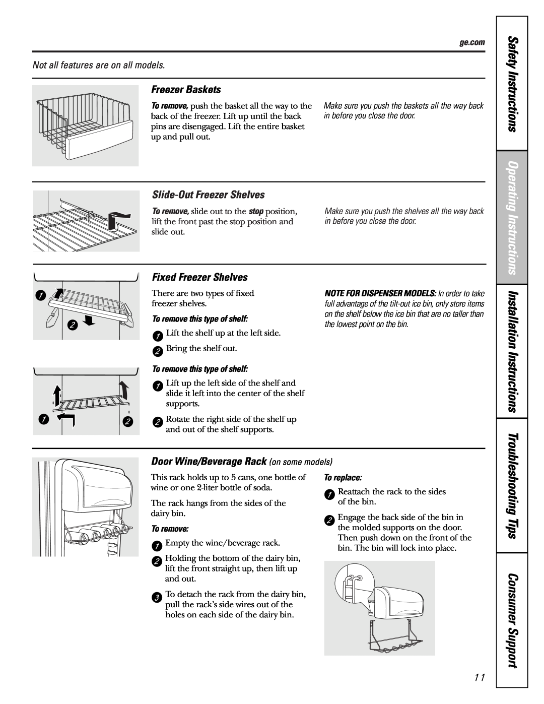 GE 200D8074P009, 49-60456 Installation Instructions, Safety Instructions Operating Instructions, Freezer Baskets, ge.com 