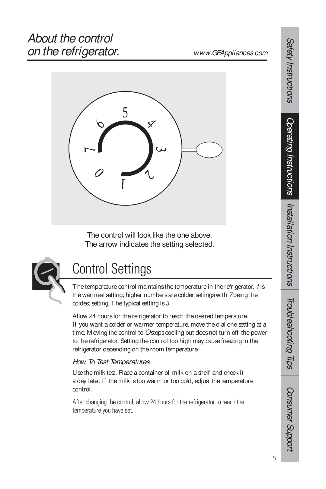 GE 49-60634-1 owner manual About the control On the refrigerator, How To Test Temperatures 