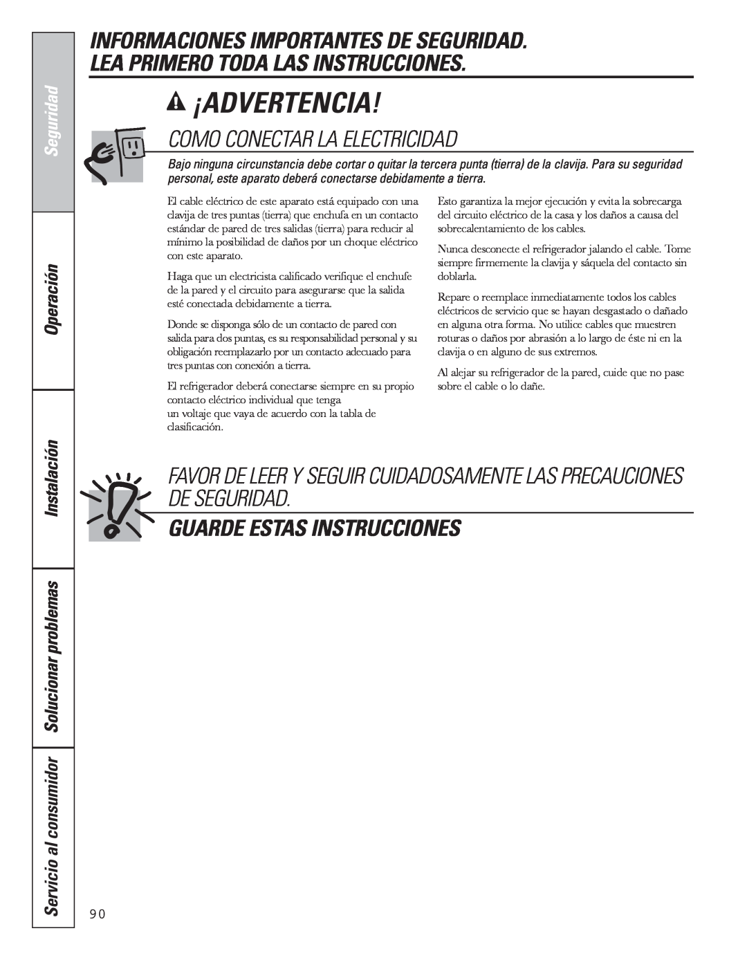 GE 49-60637 Informaciones Importantes De Seguridad, Lea Primero Toda Las Instrucciones, Como Conectar La Electricidad 