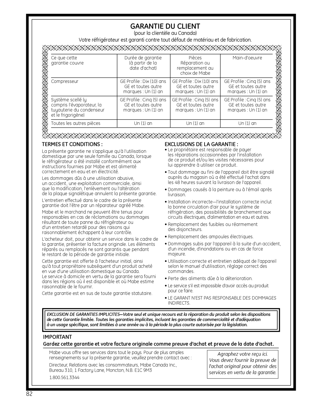 GE PSHS6MGZSS, 49-60639, 200D8074P046 installation instructions Agraphez votre reçu ici 