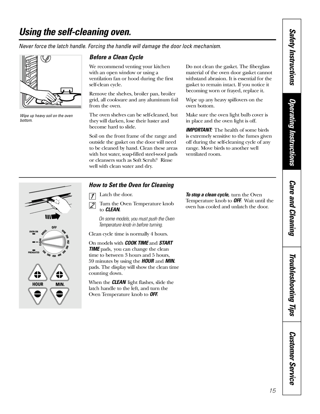 GE 164D4290P007, 49-80038 owner manual Using the self-cleaning oven, Care and Cleaning Troubleshooting Tips Customer Service 