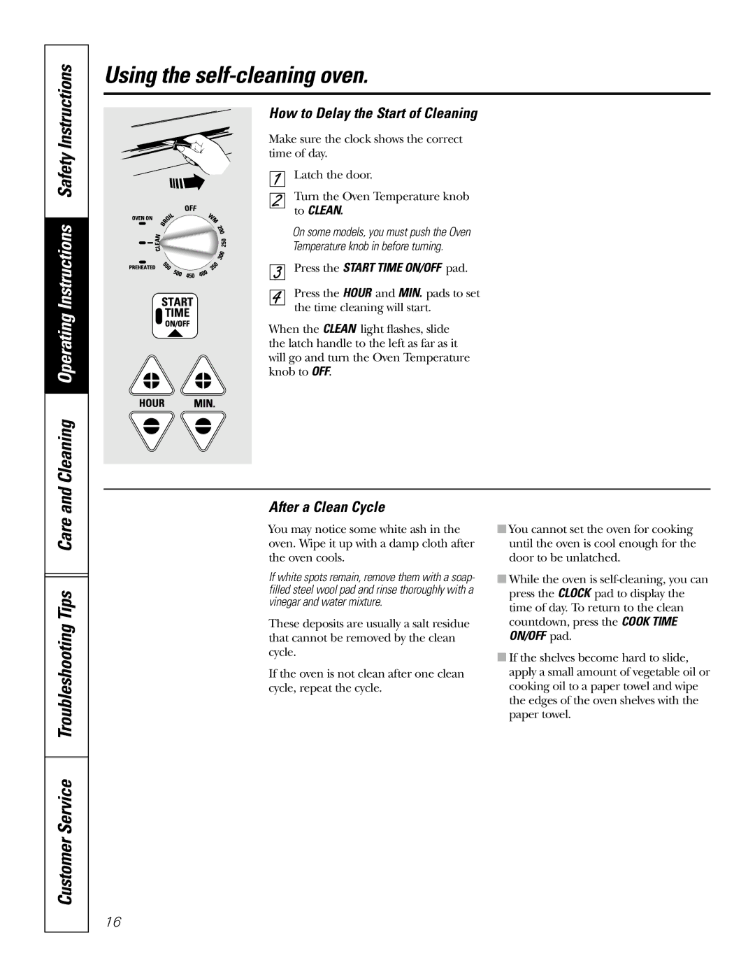 GE 49-80038, 164D4290P007 Cleaning Operating Instructions Safety Instructions, Customer Service Troubleshooting Tips Care 