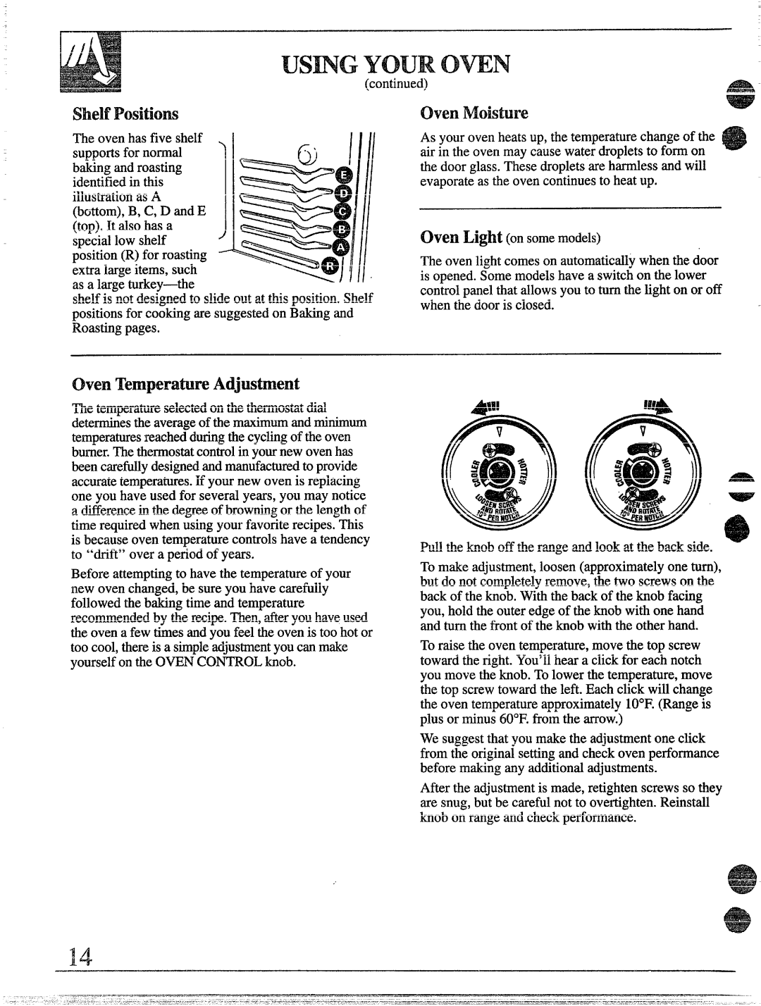 GE 49-8338 installation instructions Usm~YOUR owN, Oven Temperature Adjustment 
