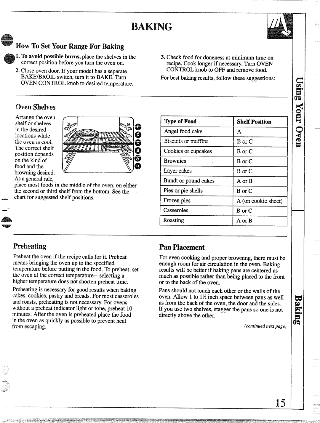 GE 49-8338 installation instructions = How To setYour Range For Bating, Ovenshelves 