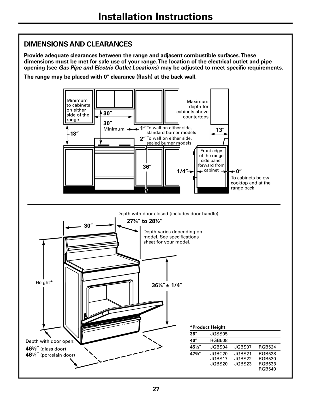 GE 183D5580P236, 49-85154 manual Dimensions and Clearances 