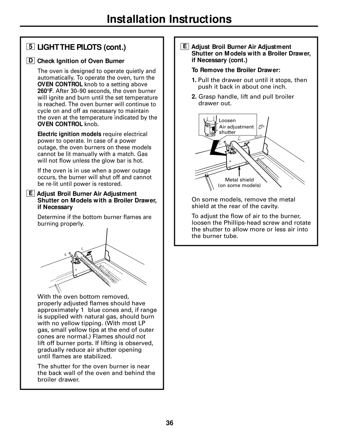 GE 49-85154, 183D5580P236 manual Check Ignition of Oven Burner 