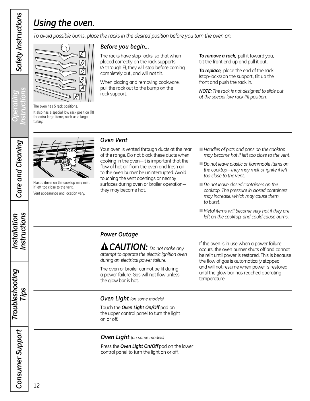 GE 49-85179, JGB428SERSS installation instructions Safety, Before you begin…, Oven Vent 