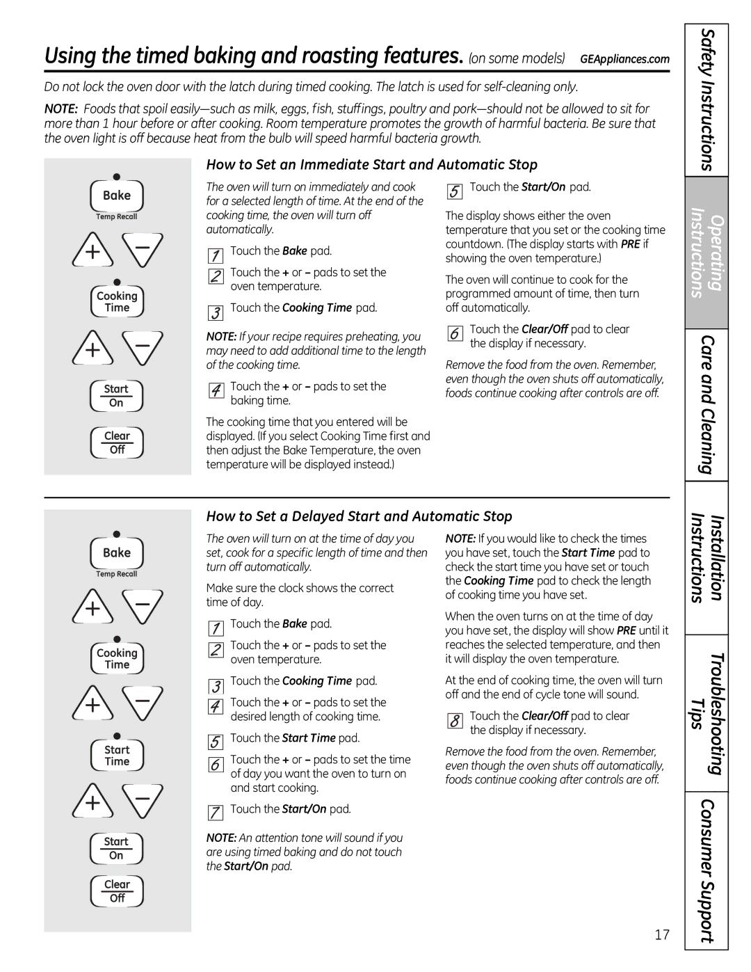 GE JGB428, 49-85179 How to Set an Immediate Start and Automatic Stop, How to Set a Delayed Start and Automatic Stop 