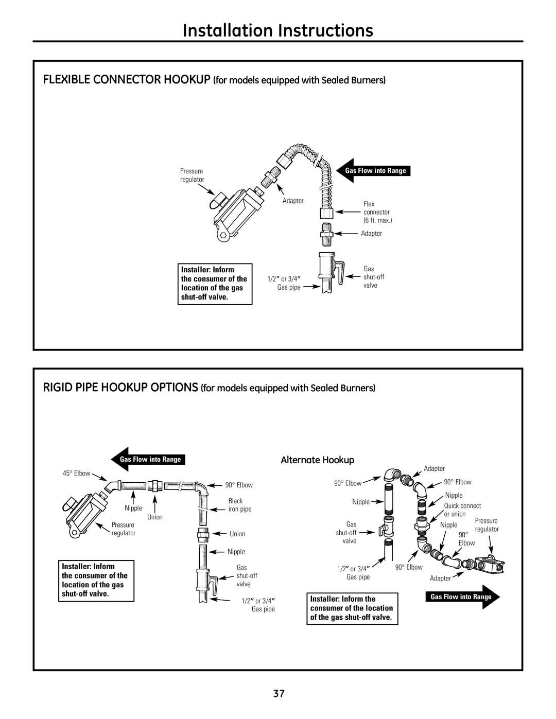 GE JGB428SERSS, 49-85179 installation instructions Alternate Hookup 