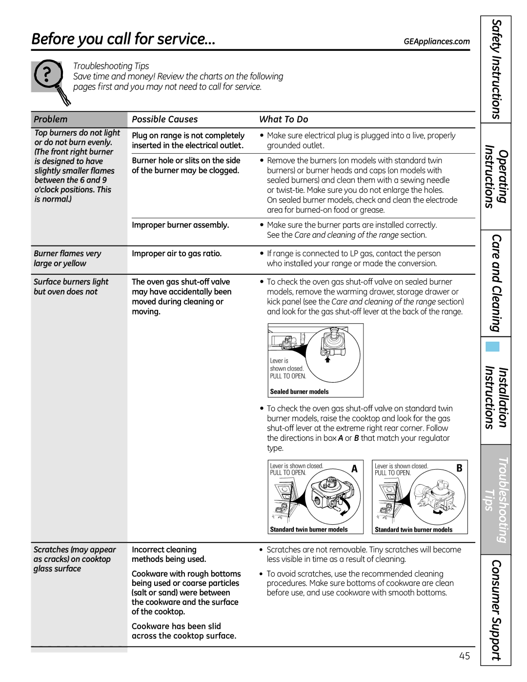 GE 49-85179, JGB428SERSS installation instructions Before you call for service… 