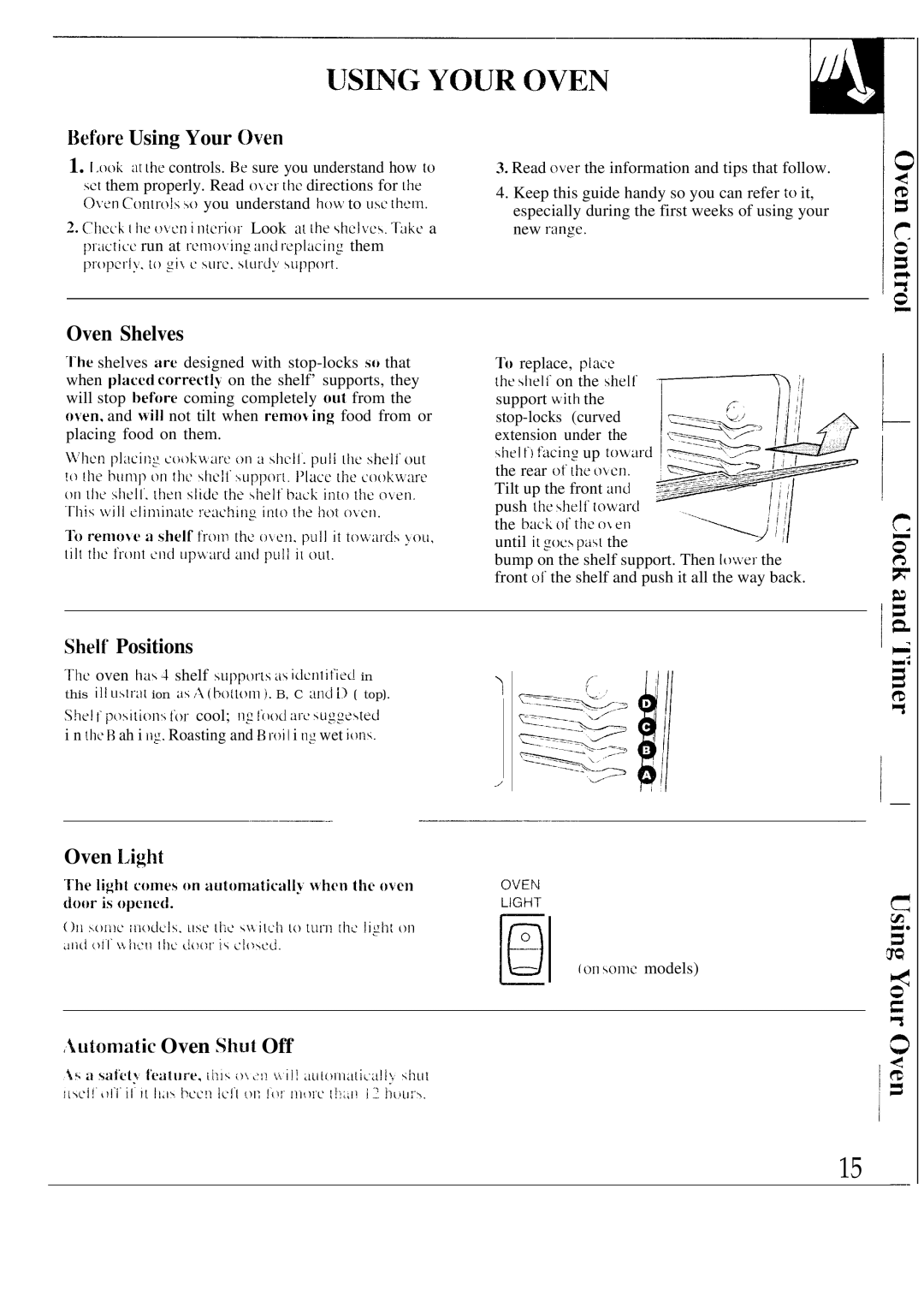 GE 164 D2966P073, 49-8549 Before Using Your C-Mm, Oven Shelves, Shelf Positions, Oven Light, Automatic Oven Shut Off 