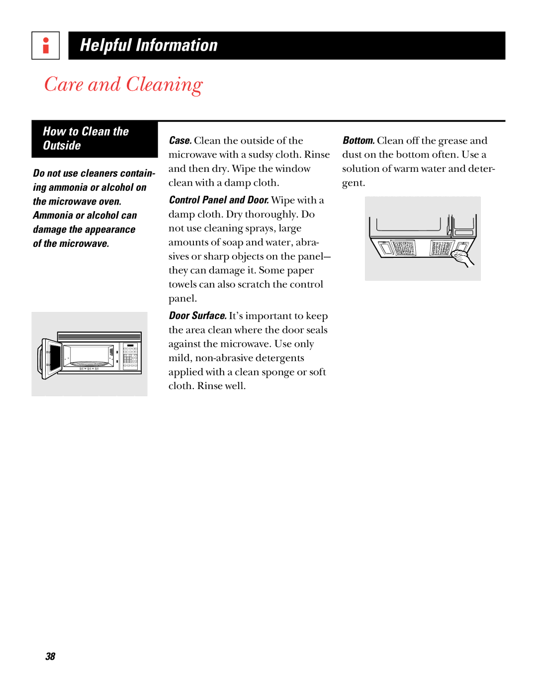 GE 49-8697, 164D2966P212 warranty How to Clean Outside, Microwave 