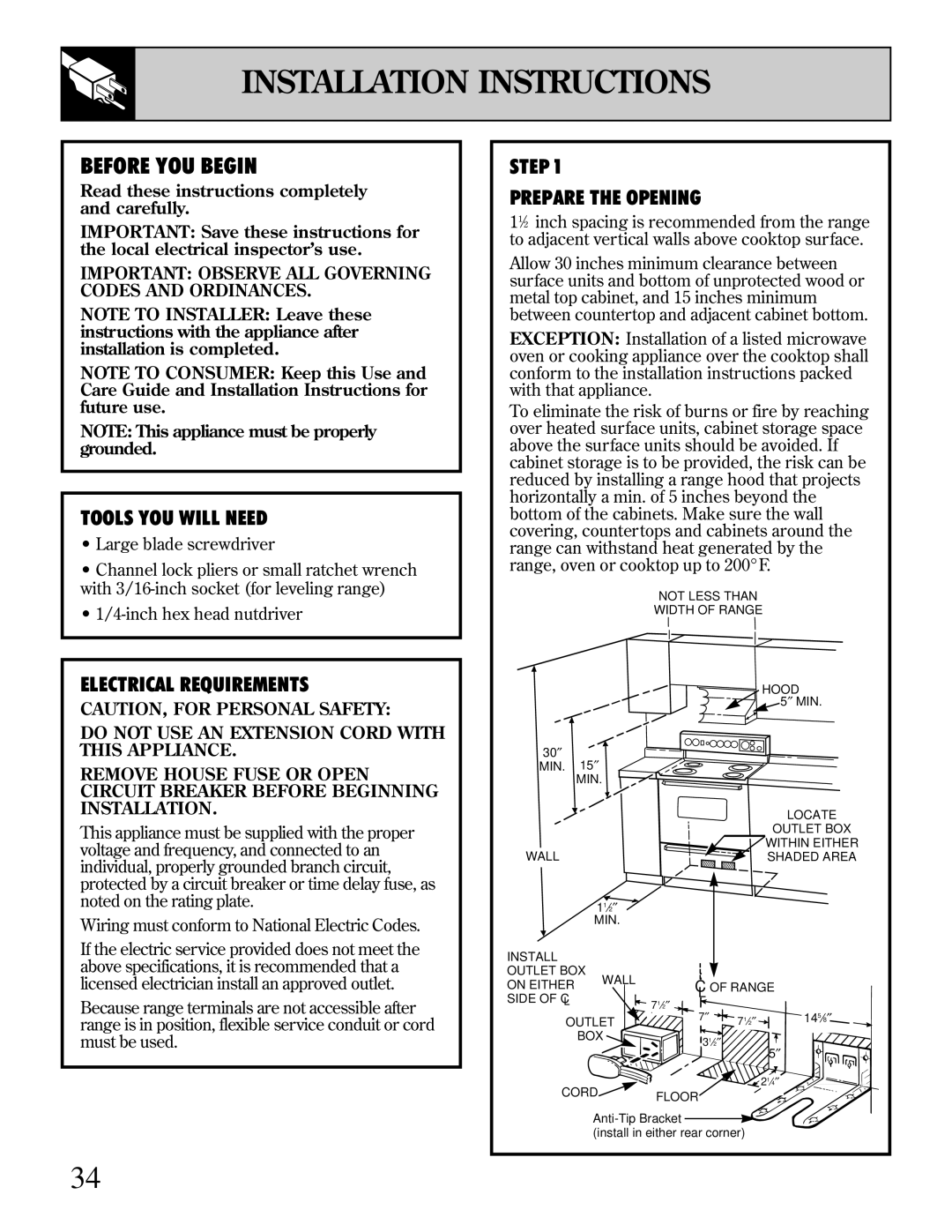 GE 49-8723, 4164D2966P234 warranty Installation Instructions, Before YOU Begin 