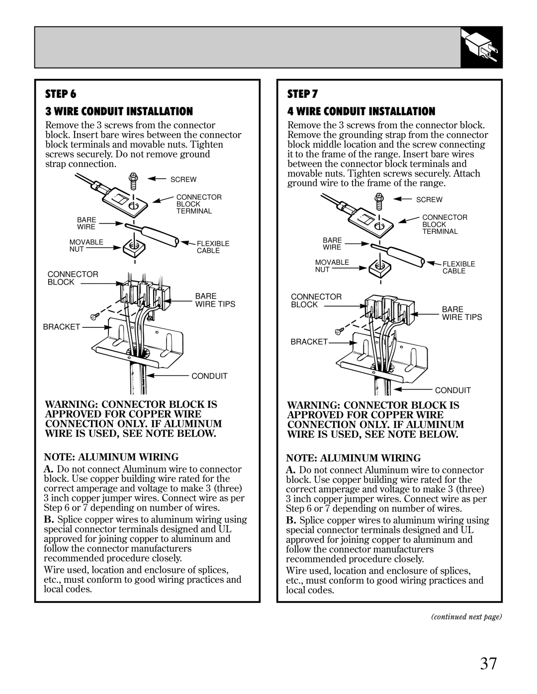 GE 4164D2966P234, 49-8723 warranty Step Wire Conduit Installation 