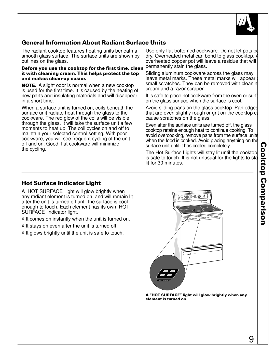 GE 164D2966P238, 49-8726 warranty General Information About Radiant Surface Units, Hot Surface Indicator Light 