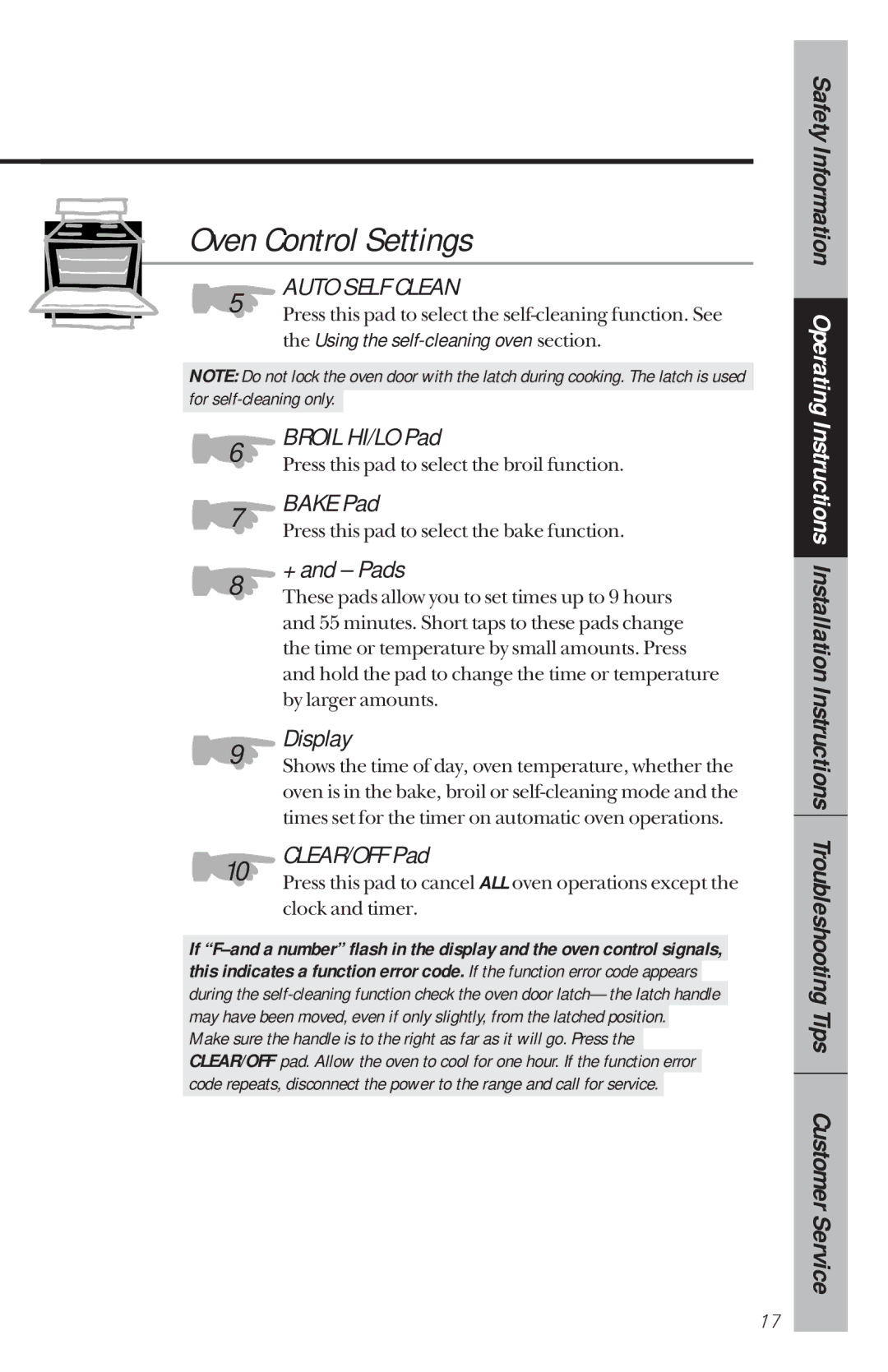 GE 164D3333P034, 49-8780 manual Oven Control Settings, Using the self-cleaning oven section 