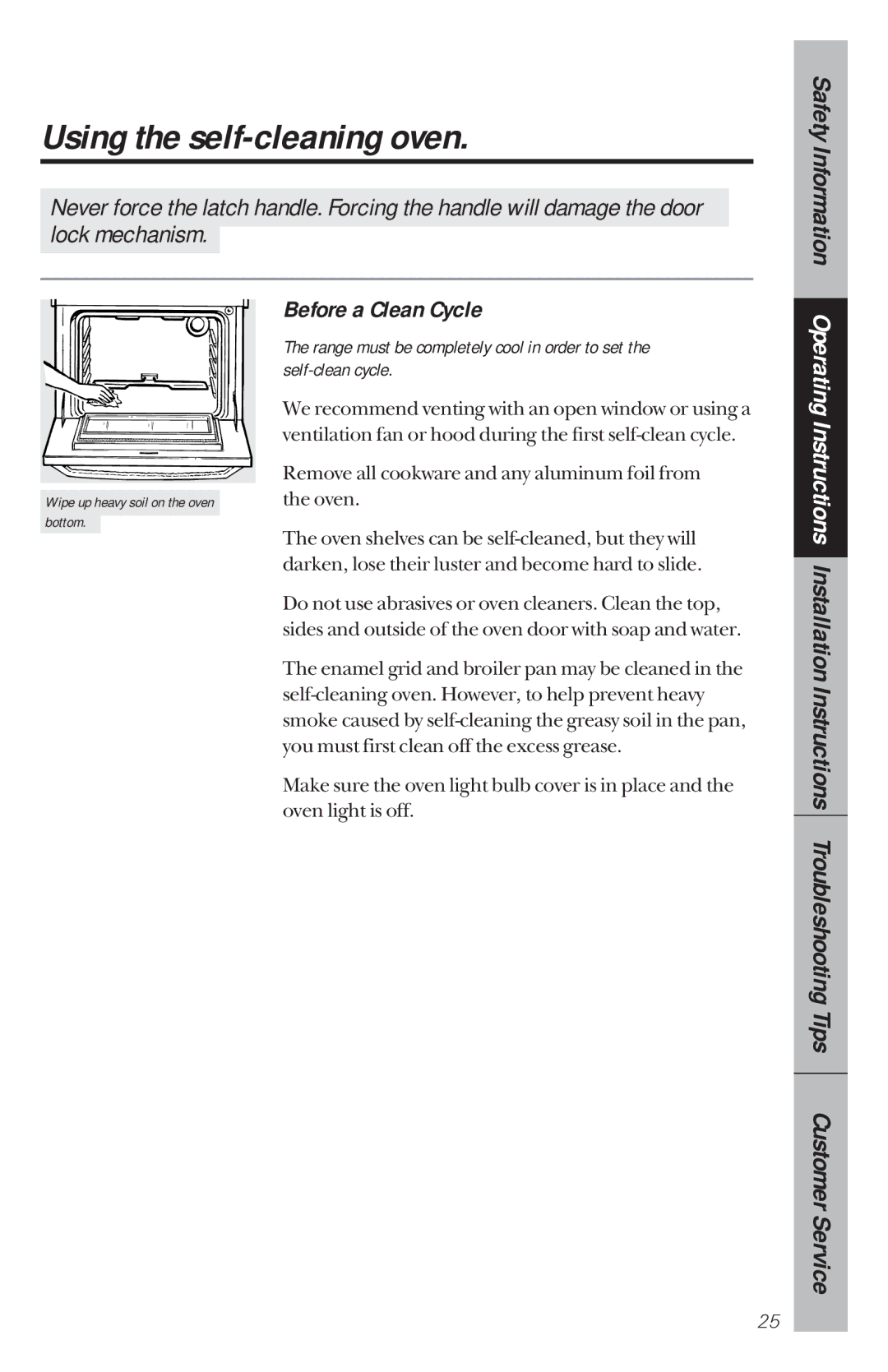 GE 164D3333P034, 49-8780 manual Using the self-cleaning oven, Before a Clean Cycle 