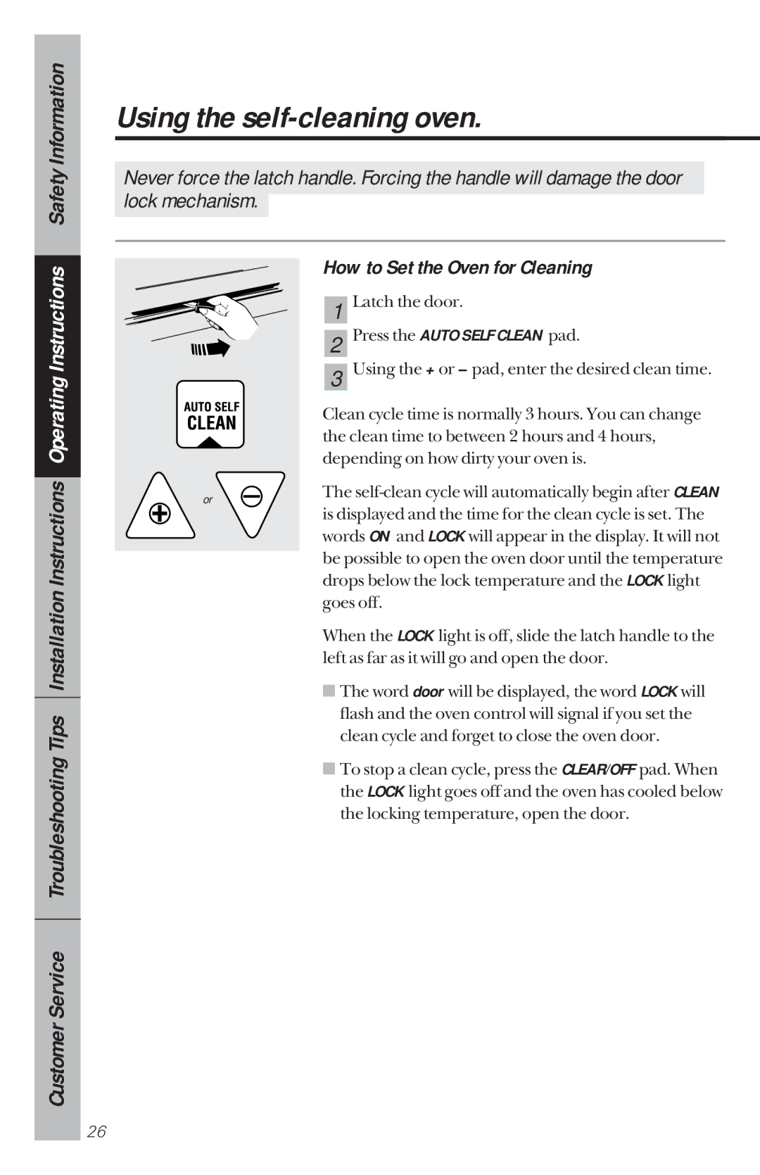 GE 49-8780, 164D3333P034 manual How to Set the Oven for Cleaning, Press the Auto Self Clean pad 