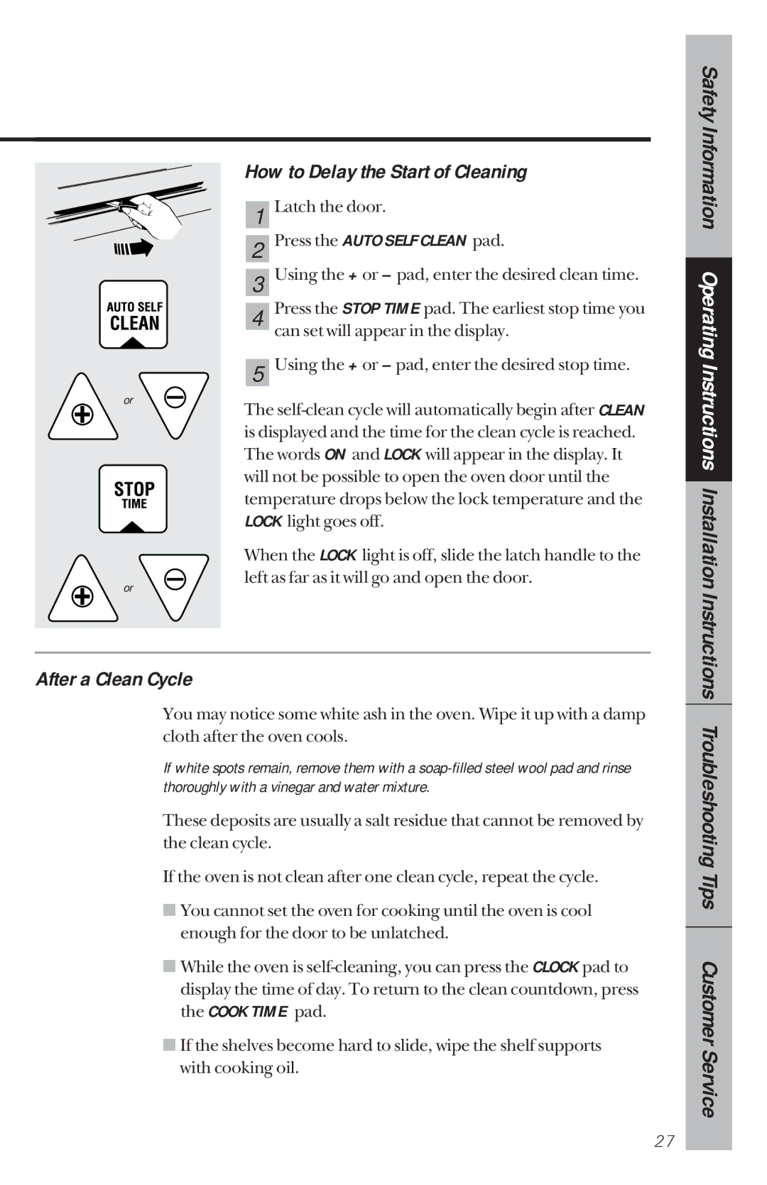 GE 164D3333P034, 49-8780 manual How to Delay the Start of Cleaning, After a Clean Cycle 