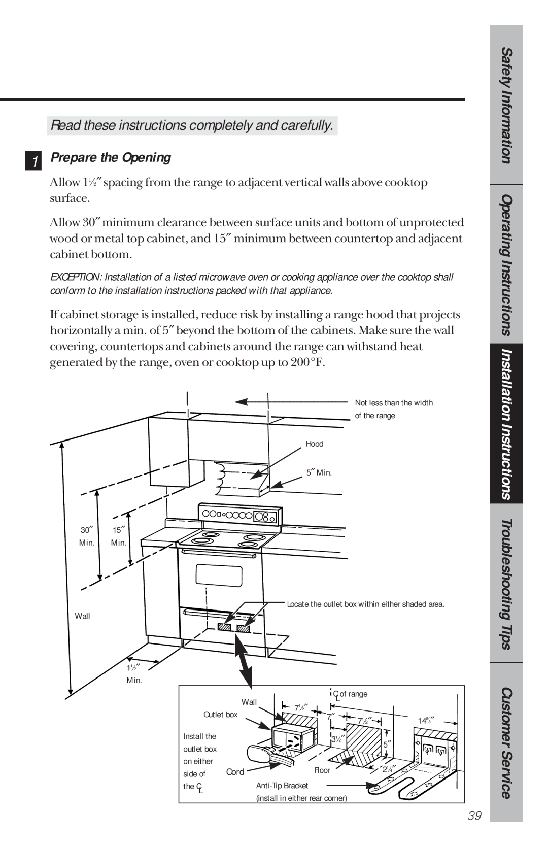 GE 164D3333P034, 49-8780 manual Prepare the Opening 