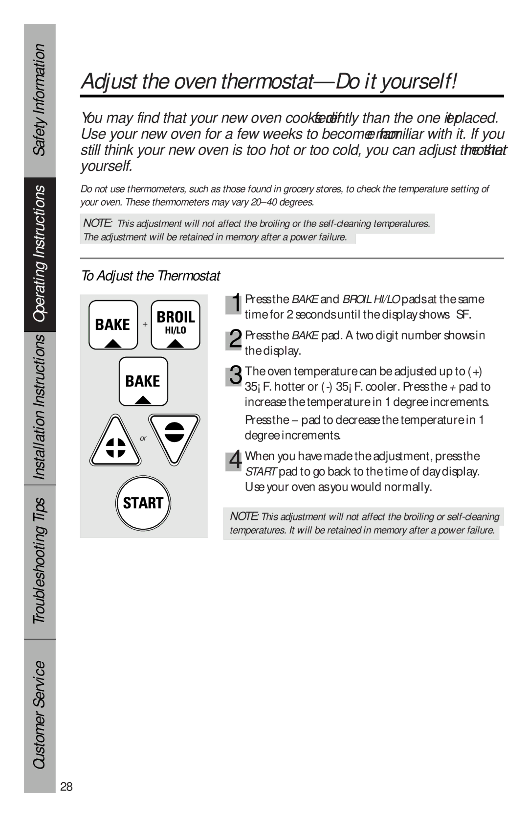 GE 49-8827, 164D3333P069 owner manual Adjust the oven thermostat-Do it yourself, To Adjust the Thermostat 