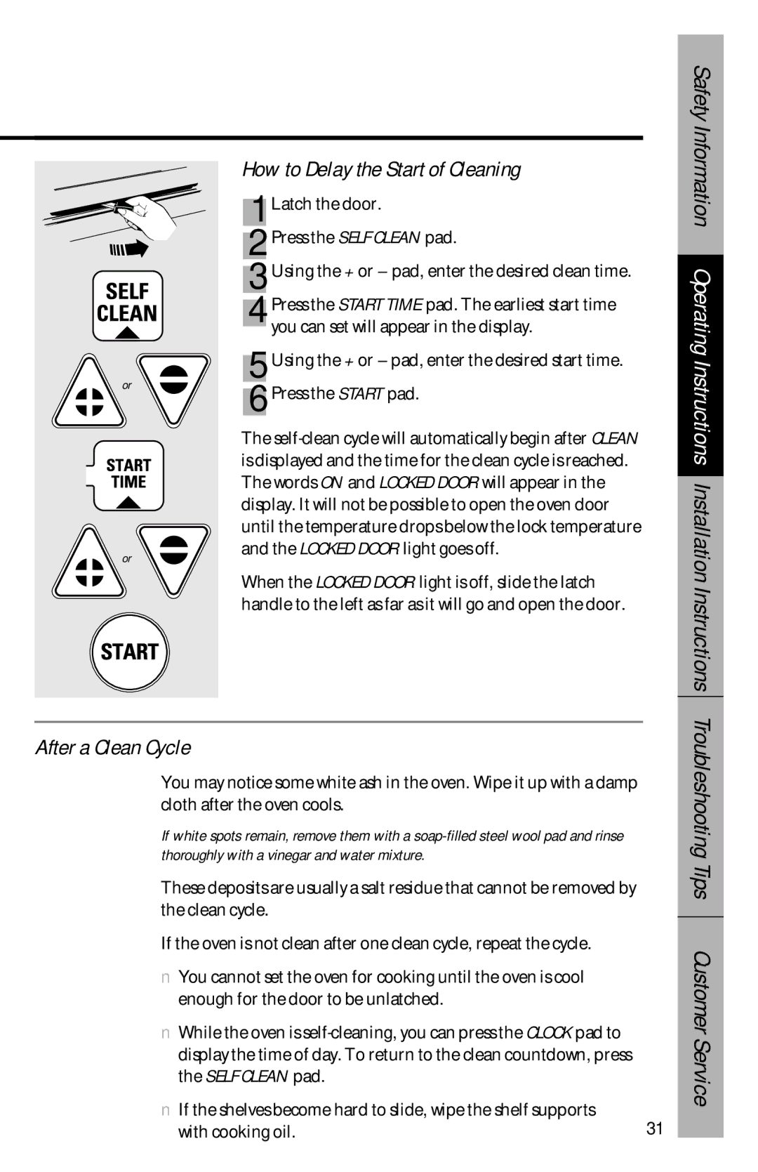 GE 164D3333P069, 49-8827 owner manual How to Delay the Start of Cleaning, After a Clean Cycle 