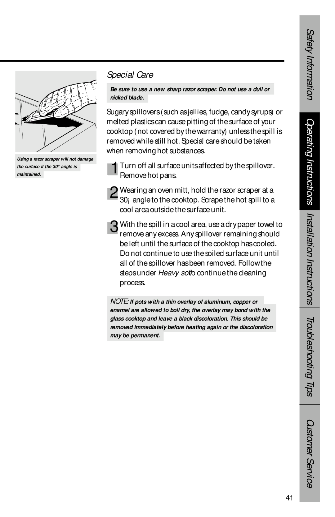 GE 164D3333P069, 49-8827 owner manual Special Care 