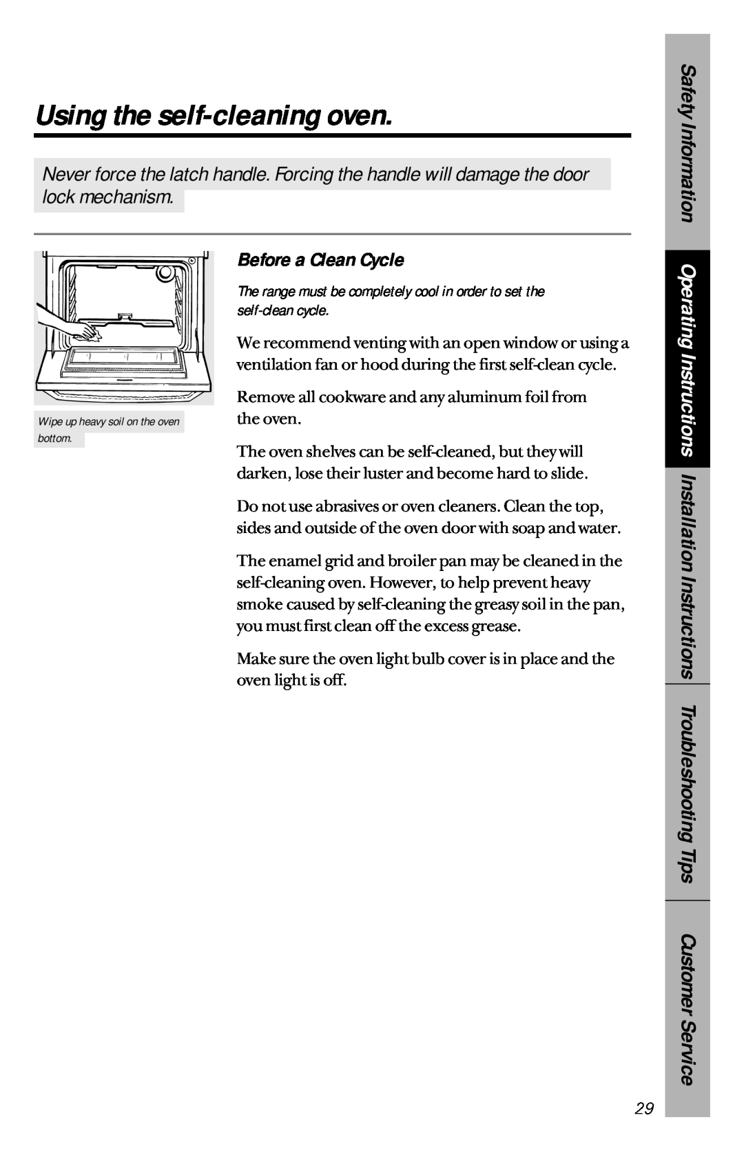 GE 164D3333P069, 49-8827 owner manual Using the self-cleaningoven, Before a Clean Cycle, Safety Information 