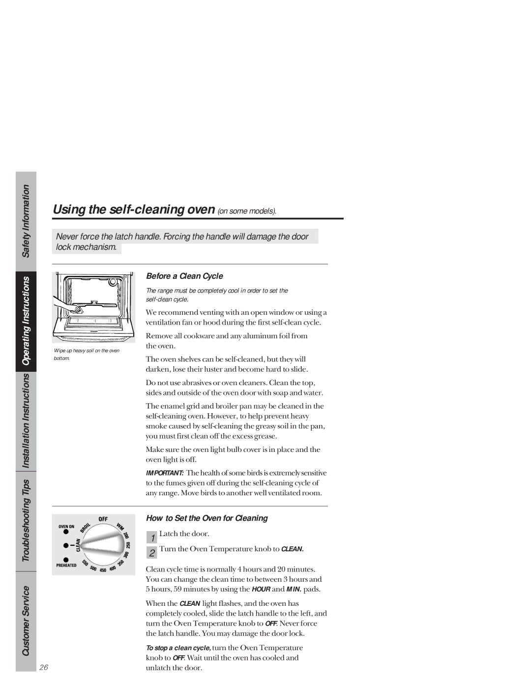 GE 49-8927 owner manual Using the self-cleaning oven on some models, Before a Clean Cycle, How to Set the Oven for Cleaning 