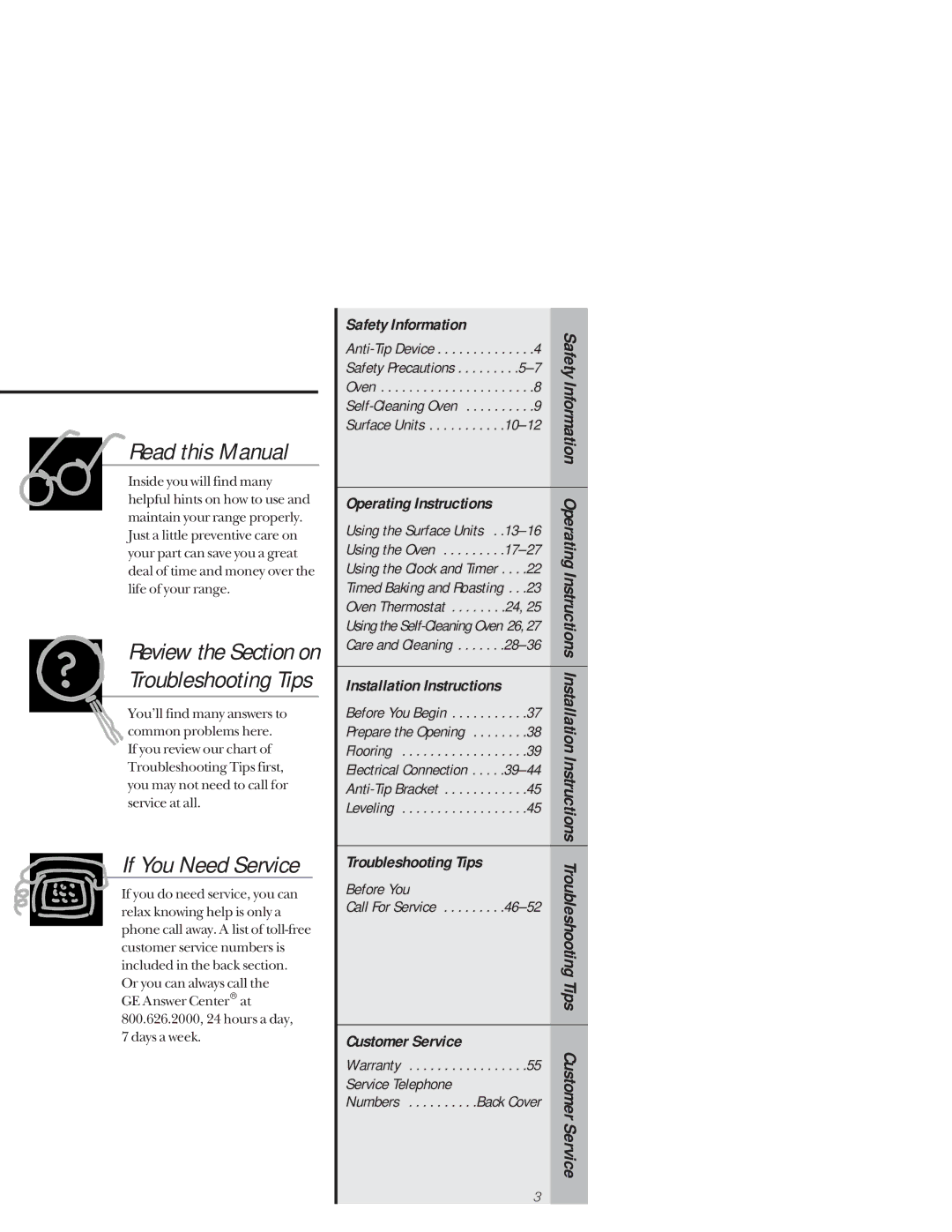 GE 164D3333P159, 49-8927 Safety Information, Operating Instructions, Installation Instructions, Troubleshooting Tips 