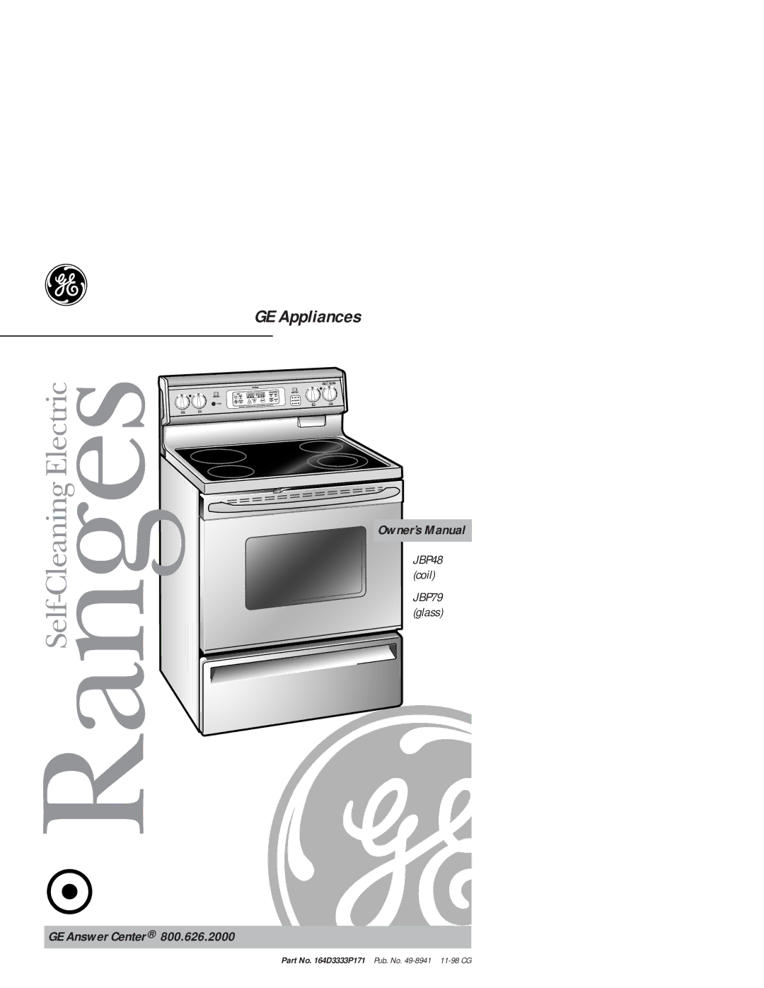 GE 164D3333P171, 49-8941 owner manual GE Appliances, GE Answer Center 