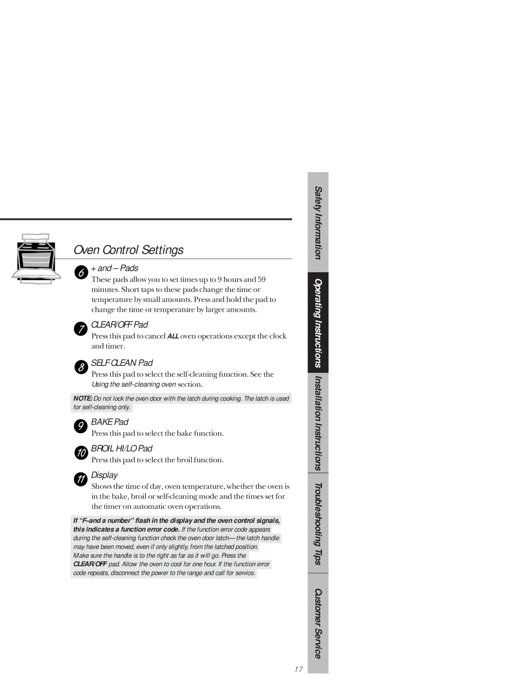 GE 164D3333P171, 49-8941 owner manual Oven Control Settings 