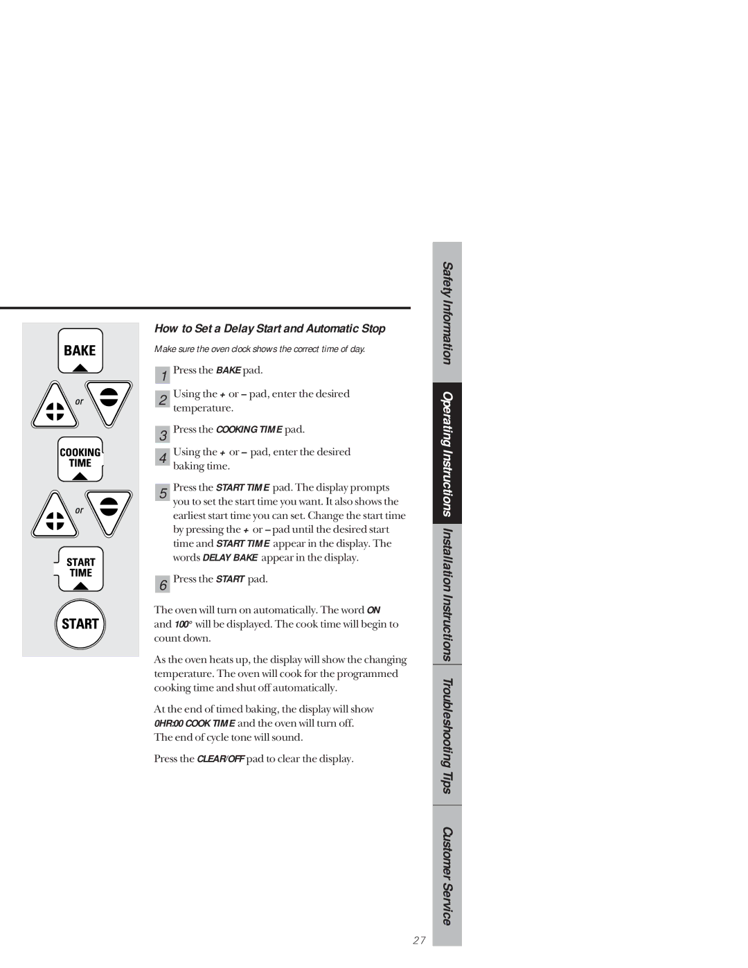 GE 164D3333P171, 49-8941 owner manual How to Set a Delay Start and Automatic Stop 