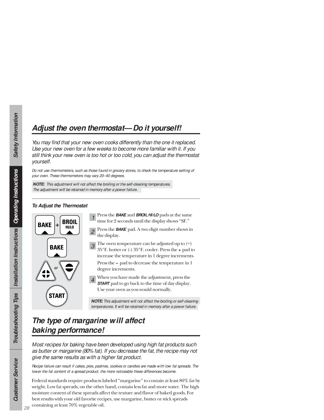 GE 49-8941, 164D3333P171 owner manual Adjust the oven thermostat-Do it yourself, To Adjust the Thermostat 