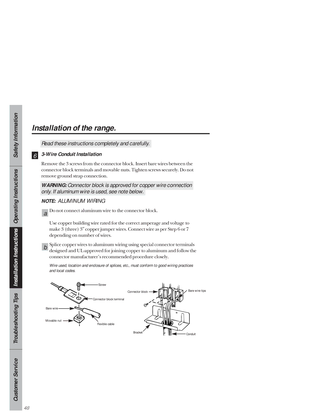 GE 49-8941, 164D3333P171 owner manual Wire Conduit Installation 