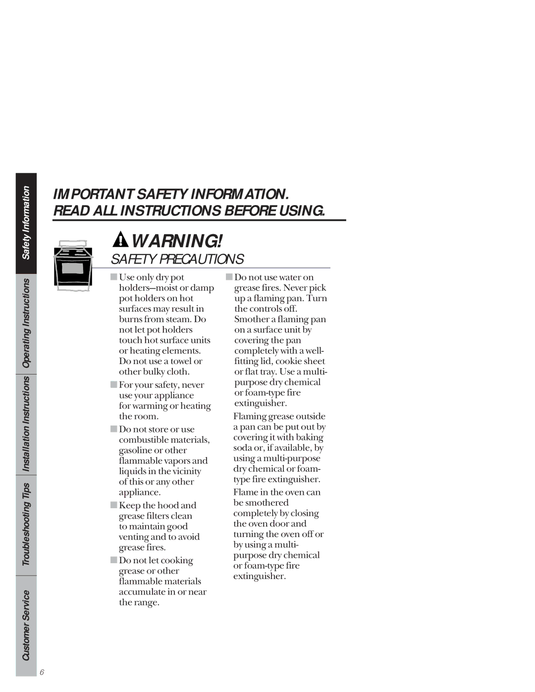 GE 49-8941, 164D3333P171 owner manual Safety Information 